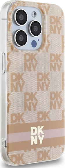 Mbështjellës DKNY IML Checkered Mono Pattern & Printed Stripes MagSafe për iPhone 13 Pro / 13, Rozë