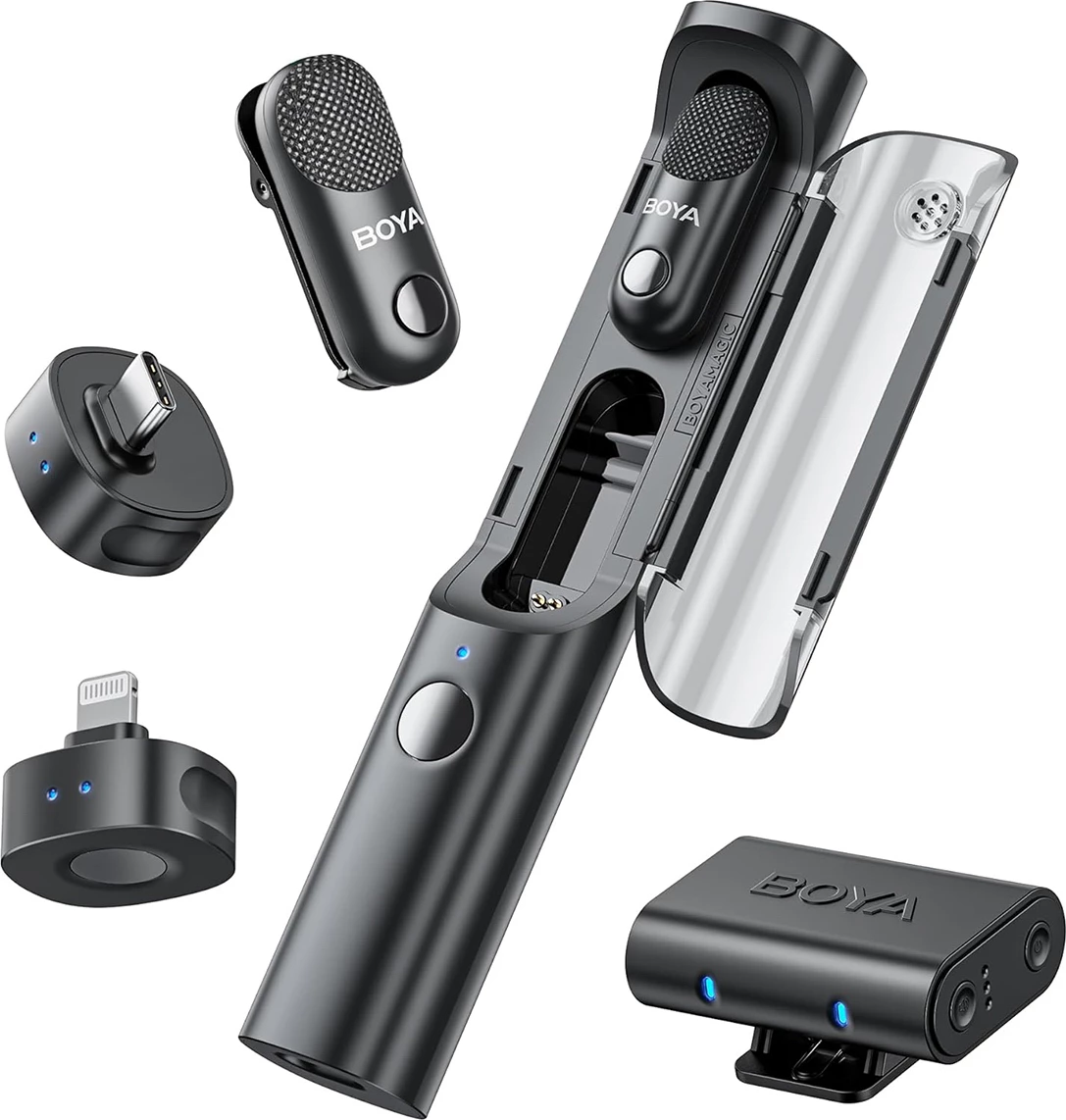 Mikrofon pa kabllo BOYA Magic-02 2.4GHz USB-C, set 2x transmitter + receivera + kuti karikimi, i zi