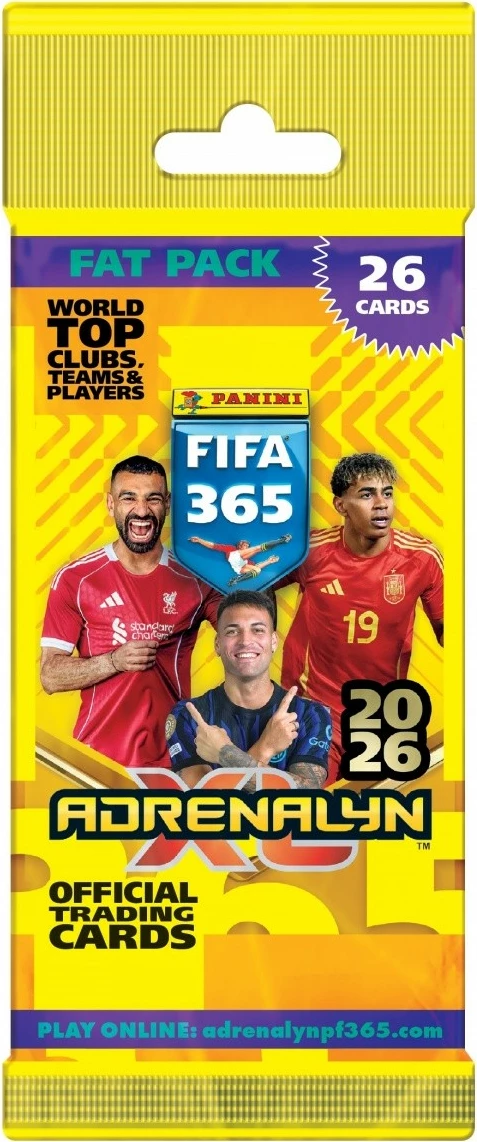 Pako letra koleksionuese, Panini FIFA 365 Adrenalyn XL 2026, Fat Pack 26 karta (24 bazë + 2 speciale), MPN 048-02921