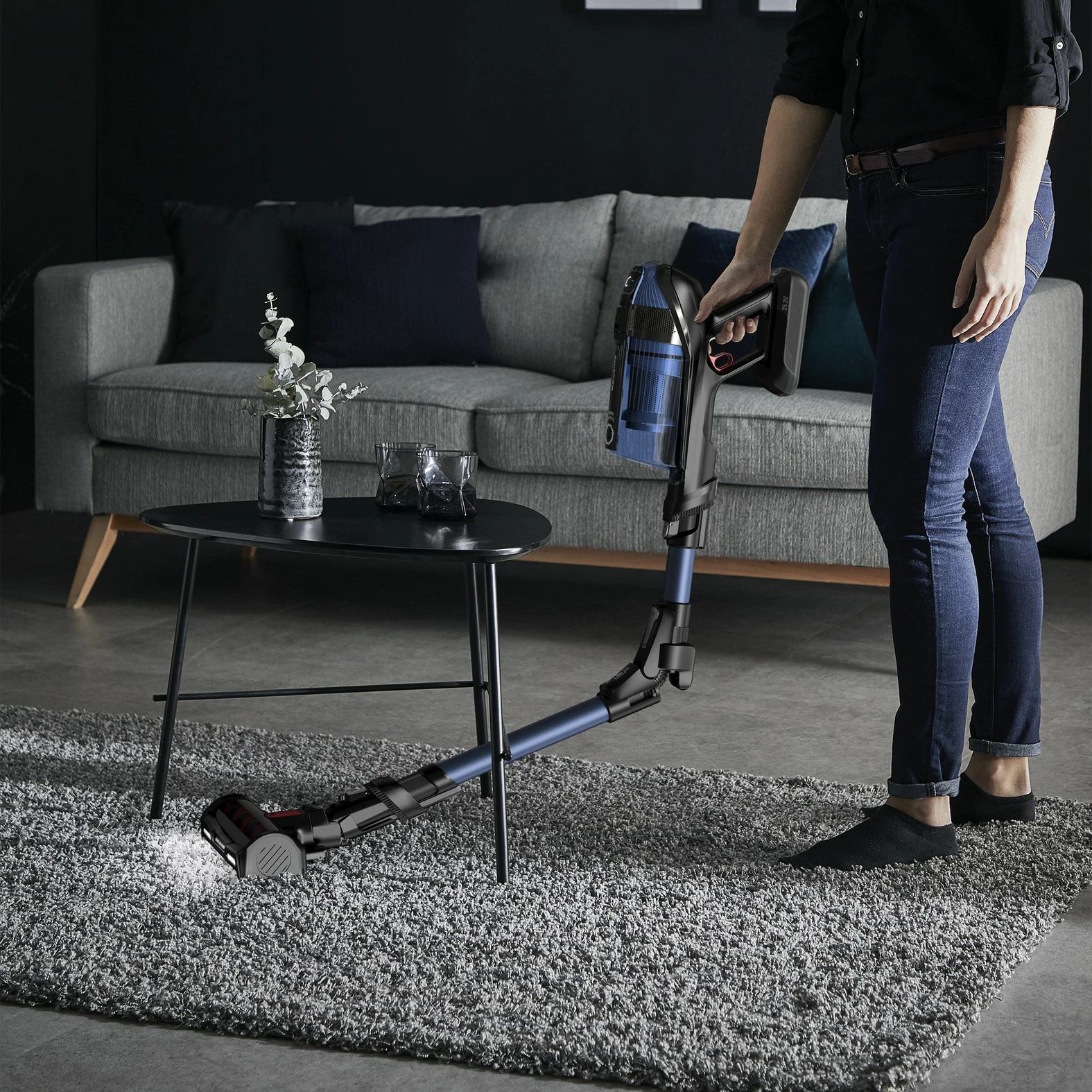 Fshesë me korrent pa kabllo Rowenta X-Force Flex 12.60 Aqua RH98C0WO, blu/zezë