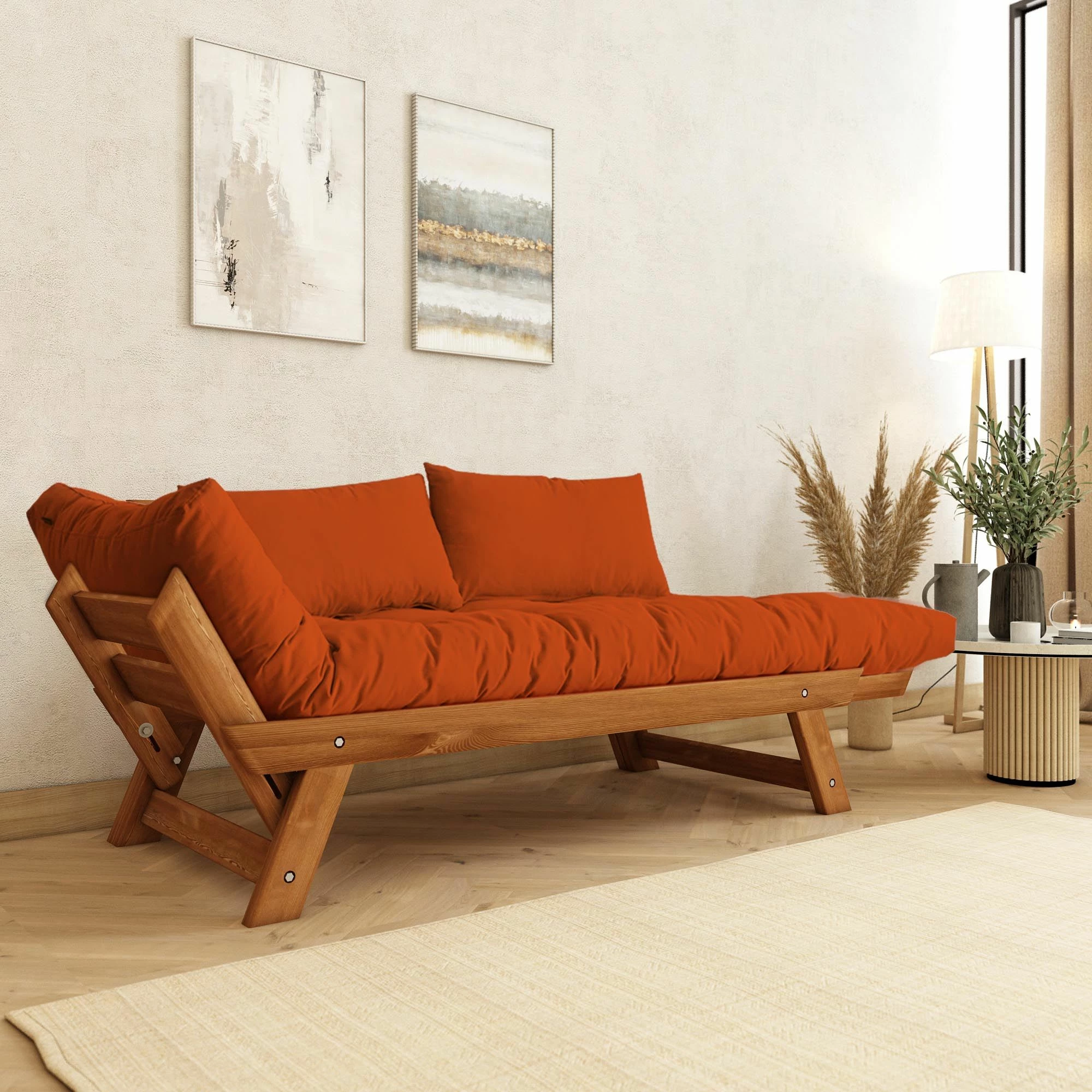 Divan-dyshek 2 vende, Skye Decor, teak dhe portokalli, CPT8172-210