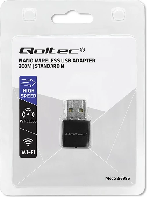 Adapter WiFi mini Qoltec 56986, USB 2.0, 300 Mbps, i zi