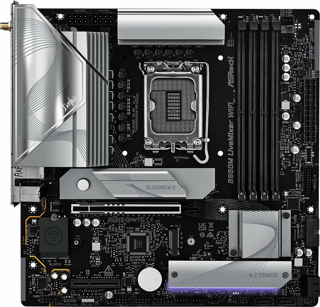 Pllakë amë ASRock B860M LiveMixer WiFi Micro ATX DDR5, Wi‑Fi 6E, Thunderbolt 4