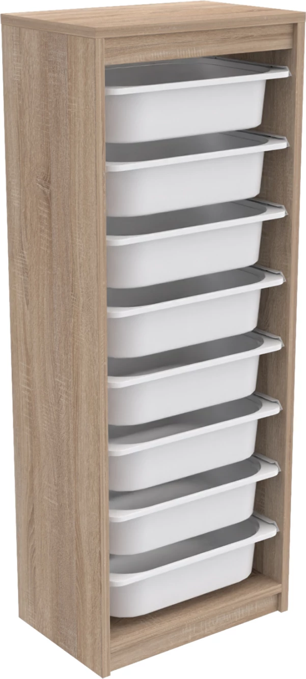 Komodinë e gjatë SANI FH18201.03 melaminë ngjyrë Sonama-bardhë P.E. 45,5x29,6x118.5Hcm