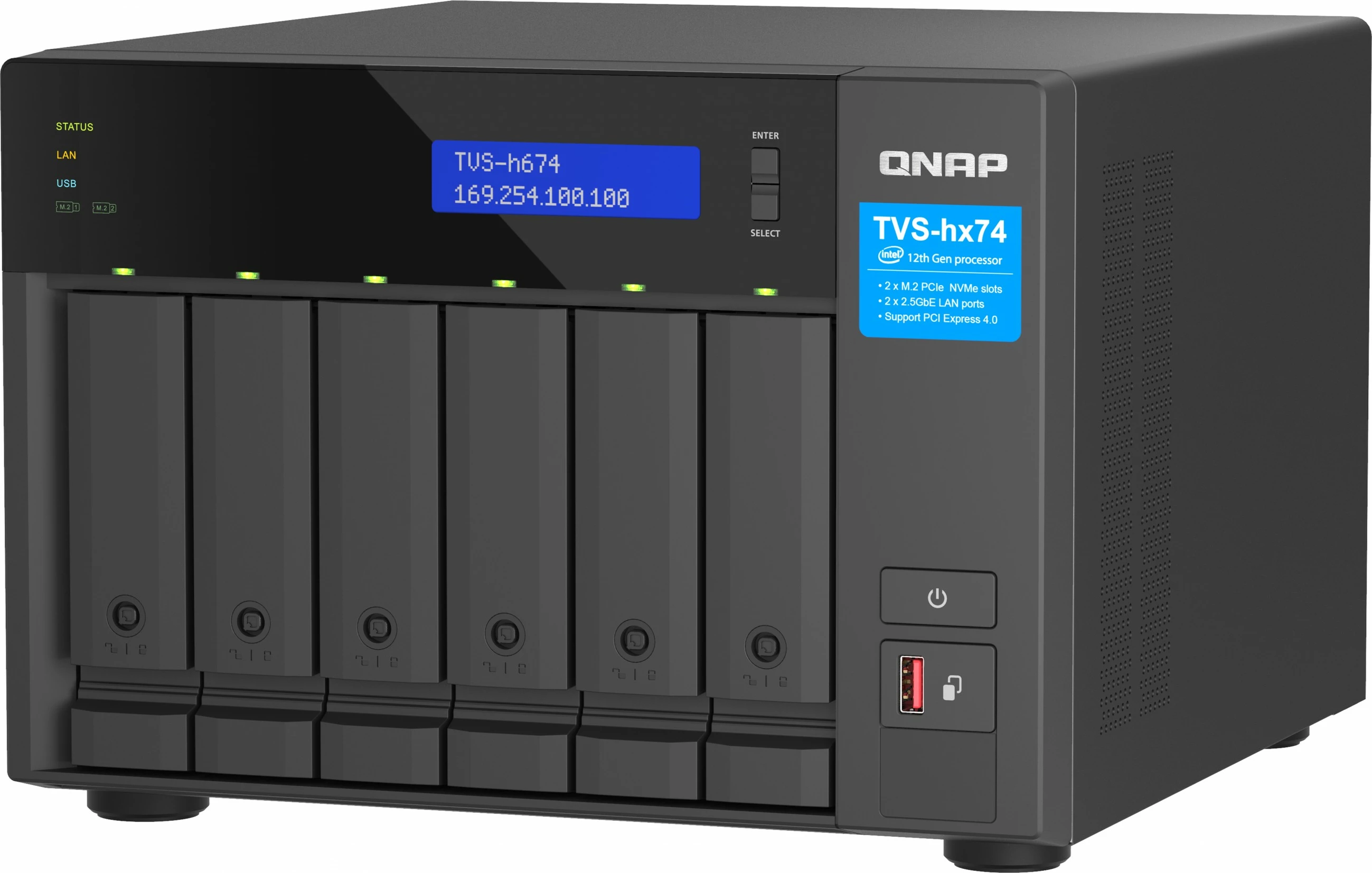 NAS QNAP TVS-H674-I5-32G, 6-bay, Intel Core i5-12400, 32GB RAM, e zezë