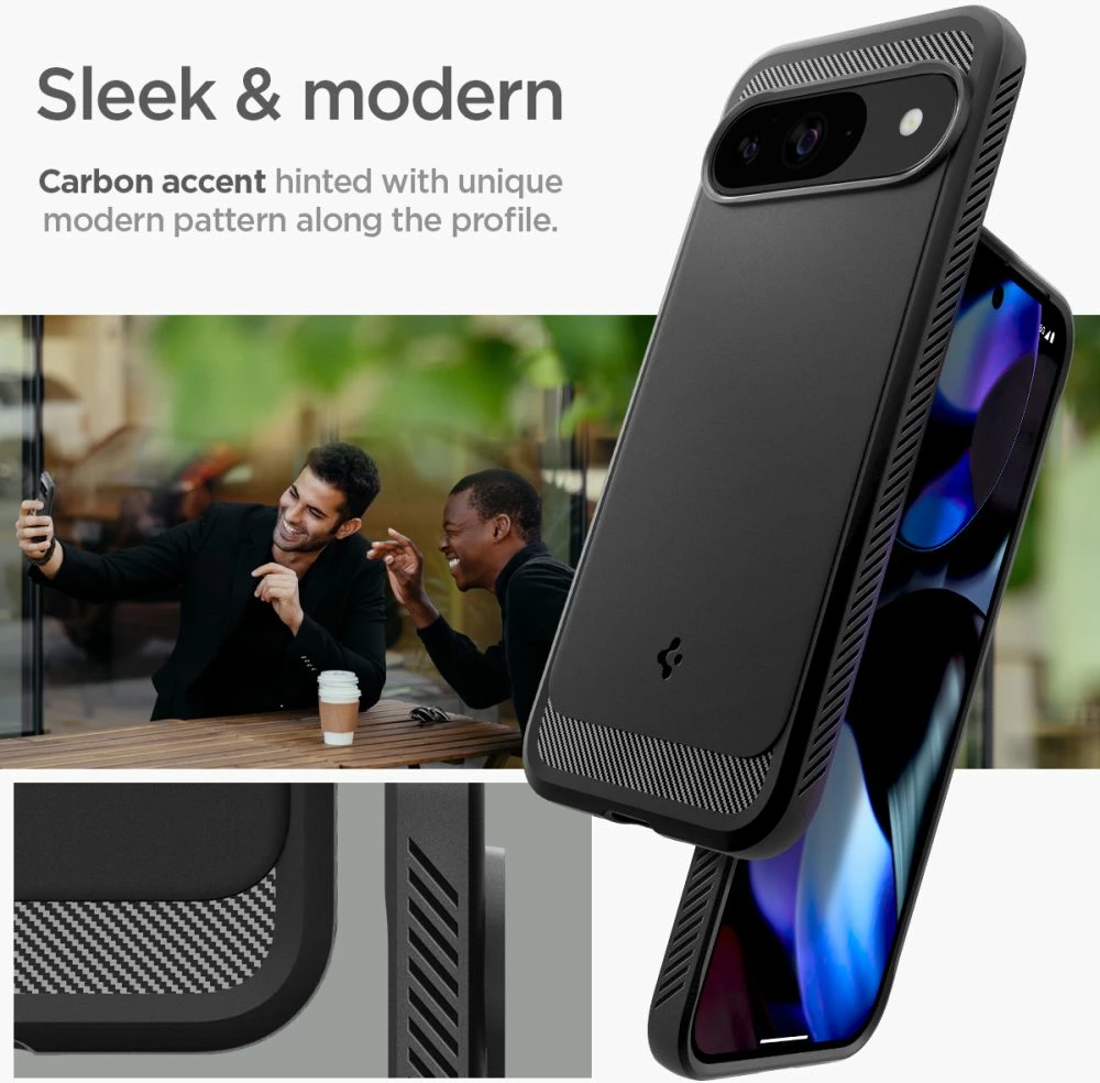 Mbështjellës Spigen Rugged Armor për Google Pixel 9 / 9 Pro, i zi