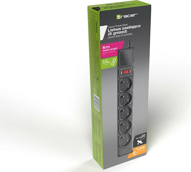 Kasë Tracer PowerGear TRALIS47138, 5 dalje, 5m, e zezë