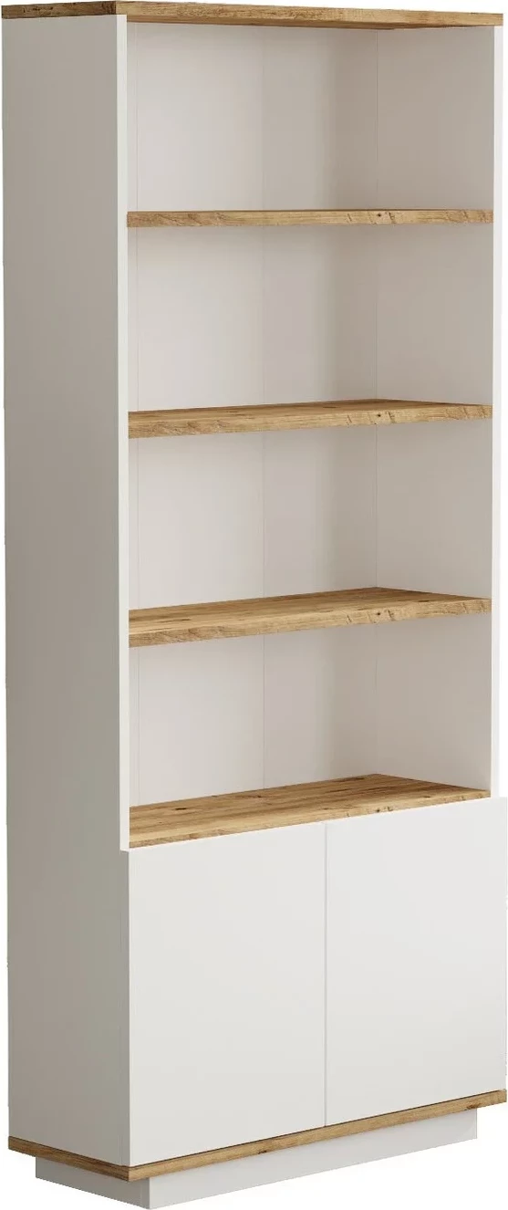 Dollap për libra Solis, i bardhë/kafe