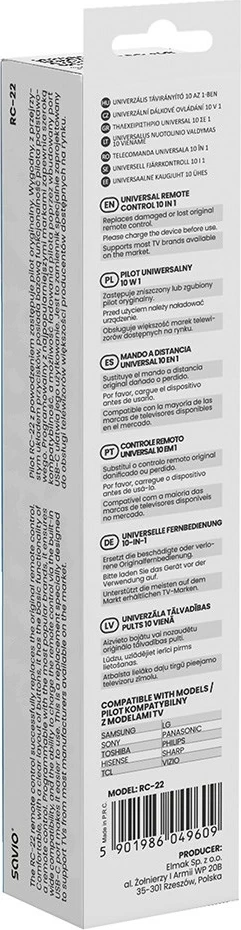 Telekomandë universale Savio RC-22, 20 butona, IR, USB Type-C, e zezë