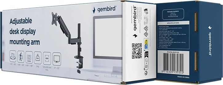 Krah monitori Gembird MA-DA1P-02, për tavolinë, 17-32", i zi
