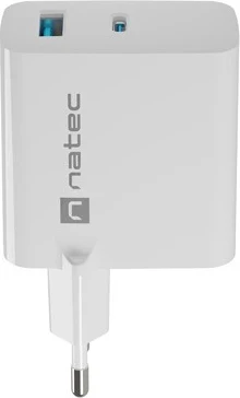 Karikues Natec Ribera GaN 45W me USB-A dhe USB-C, i bardhë