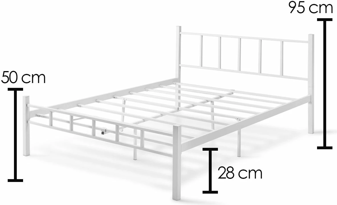 Krevat dopio, metal i bardhë, Skye Decor, 160x200cm