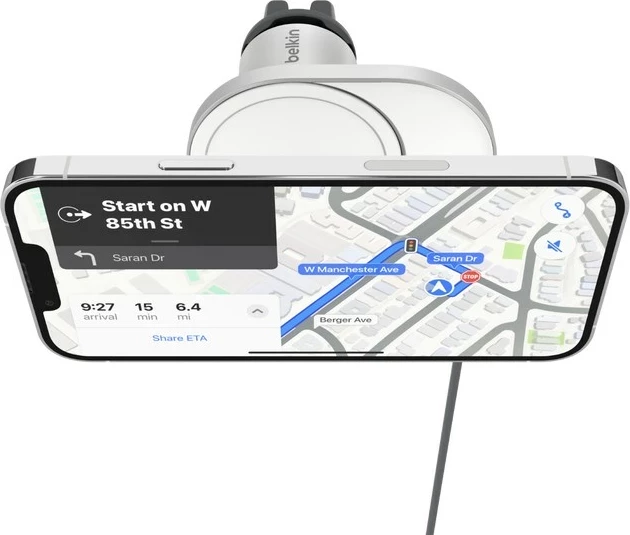 Karikues veture Belkin BoostCharge Pro WIC008BTGR-V2, wireless, 20W, USB Type-C, argjendtë/bardhë