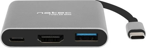 Multiport Natec Fowler MINI, NMP-1607, HDMI 4K, USB 3.0, USB-C, Gri