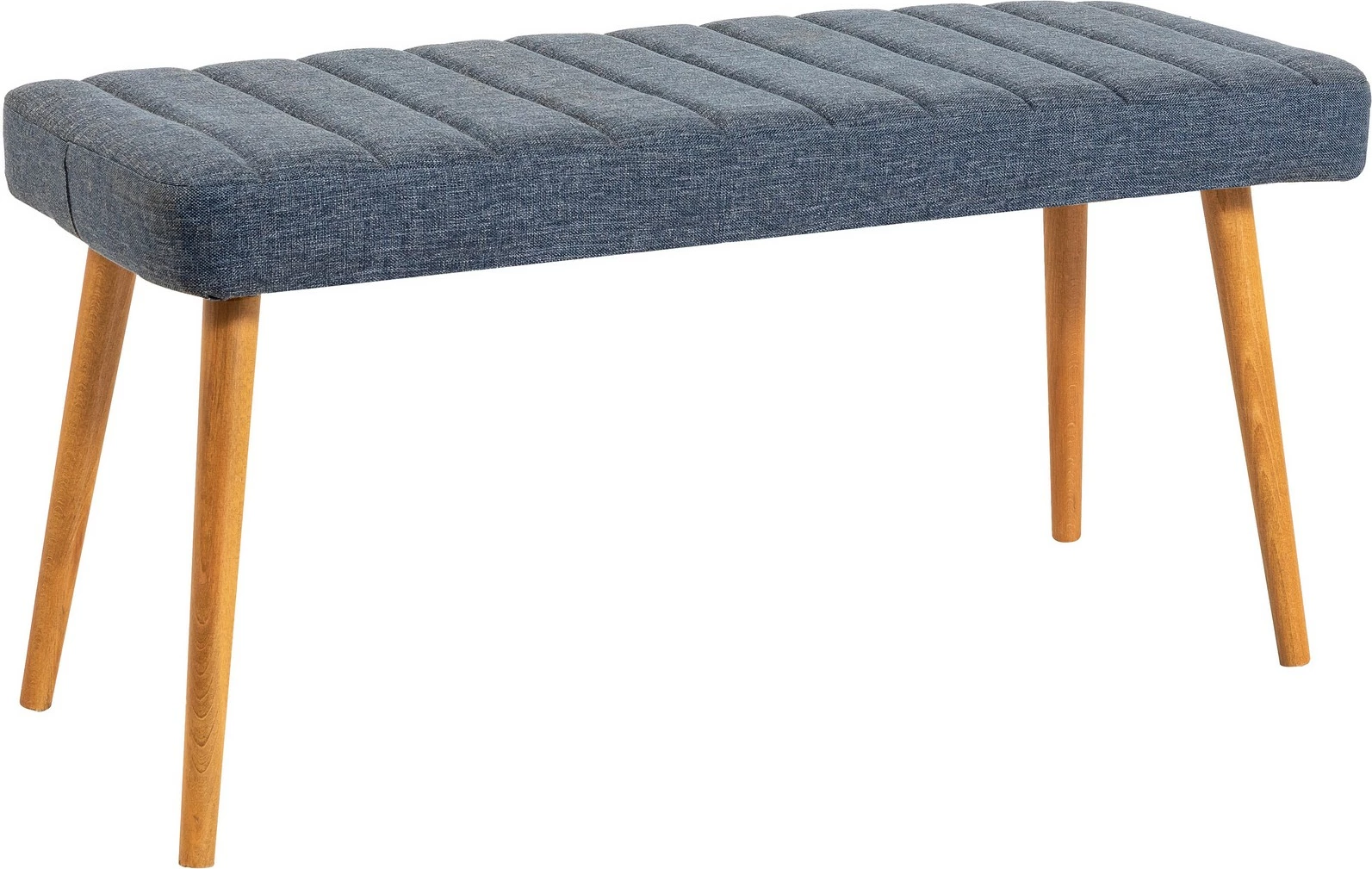 Tavolinë me karrige për ngrënie, e zgjatshme, ngjyrë pishë Atlantike, karrige dhe bankë blu, 4 copë, Skye Decor