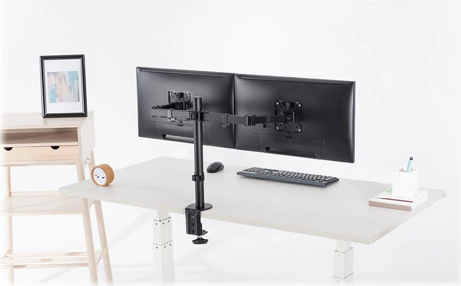 Mbajtës tavoline për dy monitorë Neomounts FPMA-D550DBLACK, i zi