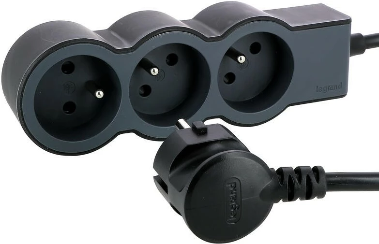 Prizë zgjatuese Legrand 049472, 3x2P+Z, 1.5m, e zezë/gri