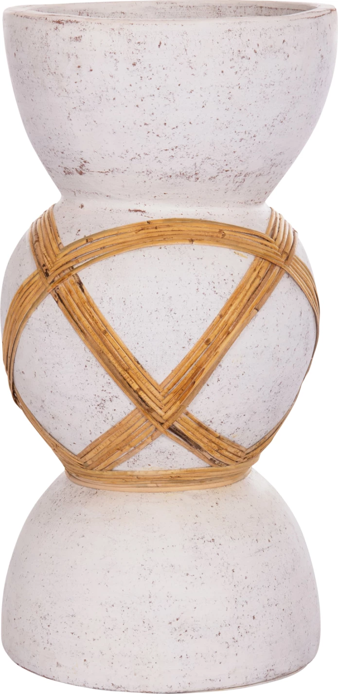 Vazo dekorative për dysheme MAYNARD, fibër-cement, e bardhë, ratan, FH4672.02L, 32x62.5cm