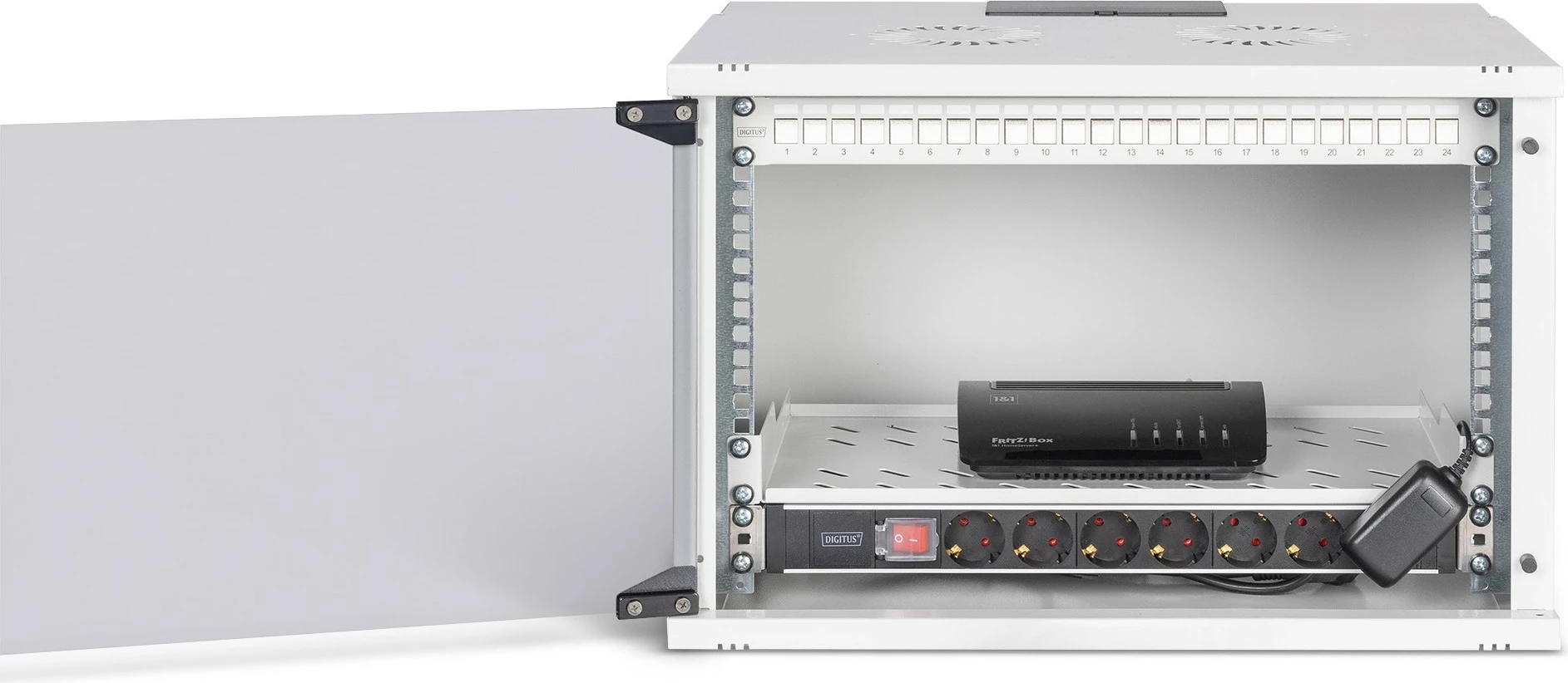 Kasë rrjeti Digitus 7U, 48.3cm (19"), 540x400mm, gri, montim në mur