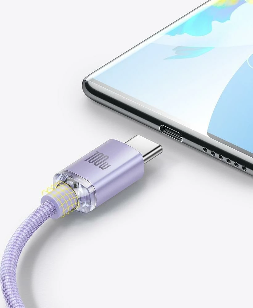 Kabllo USB-A në USB-C Baseus Crystal Shine CAJY000505 2 m 100 W, vjollcë