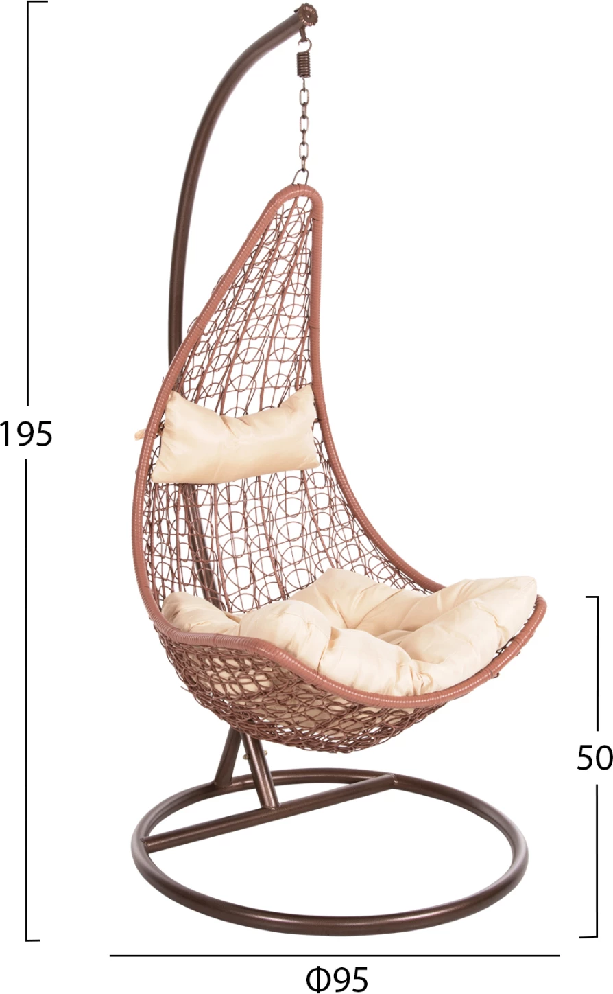 Fole varëse njësh MILLIE, metal ngjyrë kafe, ratan sintetik ngjyrë kafe, Φ95x195H cm