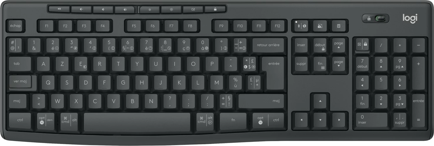 Komplet tastierë dhe maus Logitech MK370, Wireless, RF Wireless + Bluetooth, AZERTY, Grafit