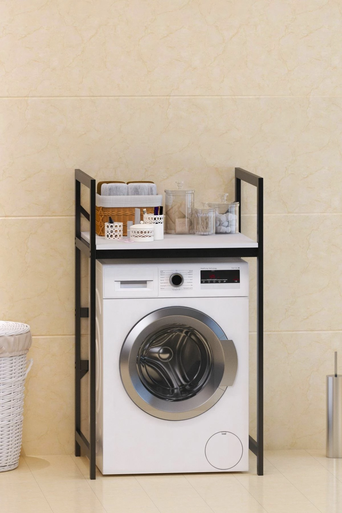 Dollap për lavatriçe, Skye Decor, C7, bardhë e zi