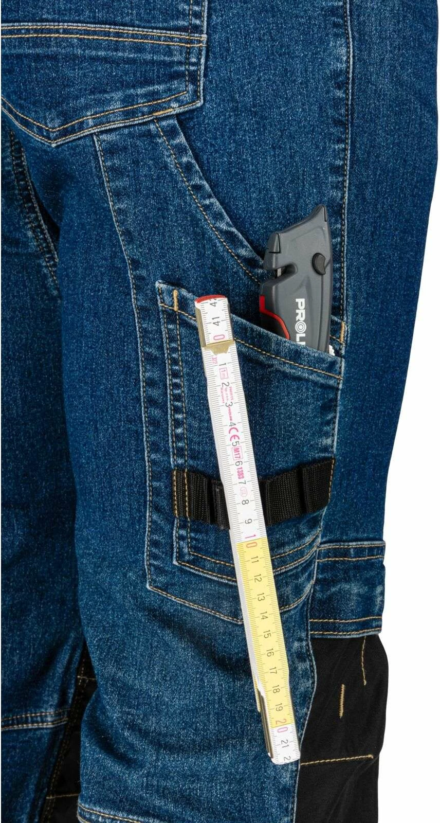 Pantallona pune xhinse LAHTI PRO L40550, slim fit, stretch, të përforcuara, XL, blu e errët