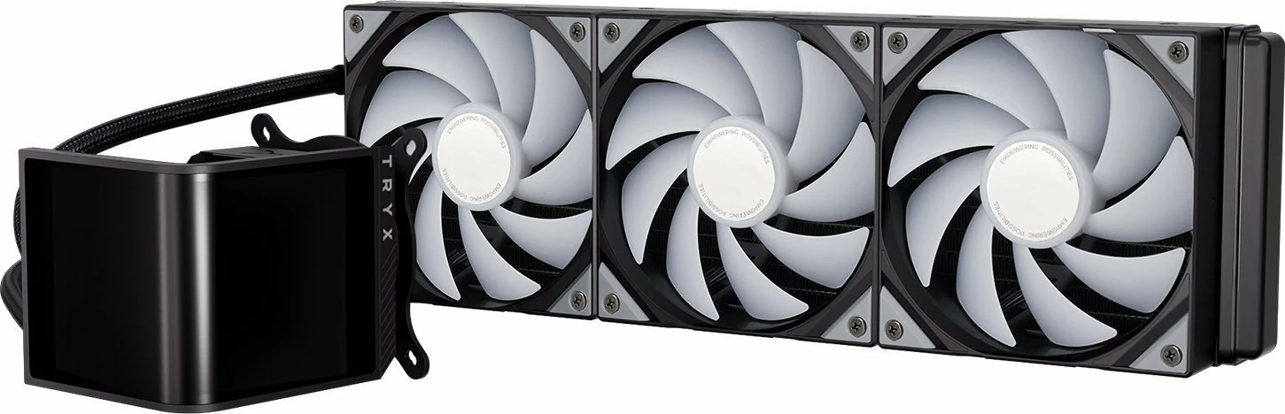 Ftohës uji AiO TRYX Panorama SE ARGB 360 (L-P360L-AM3M-G0K), radiator 360mm, 3x120mm PWM, ekran 3D AMOLED 2K, e zezë