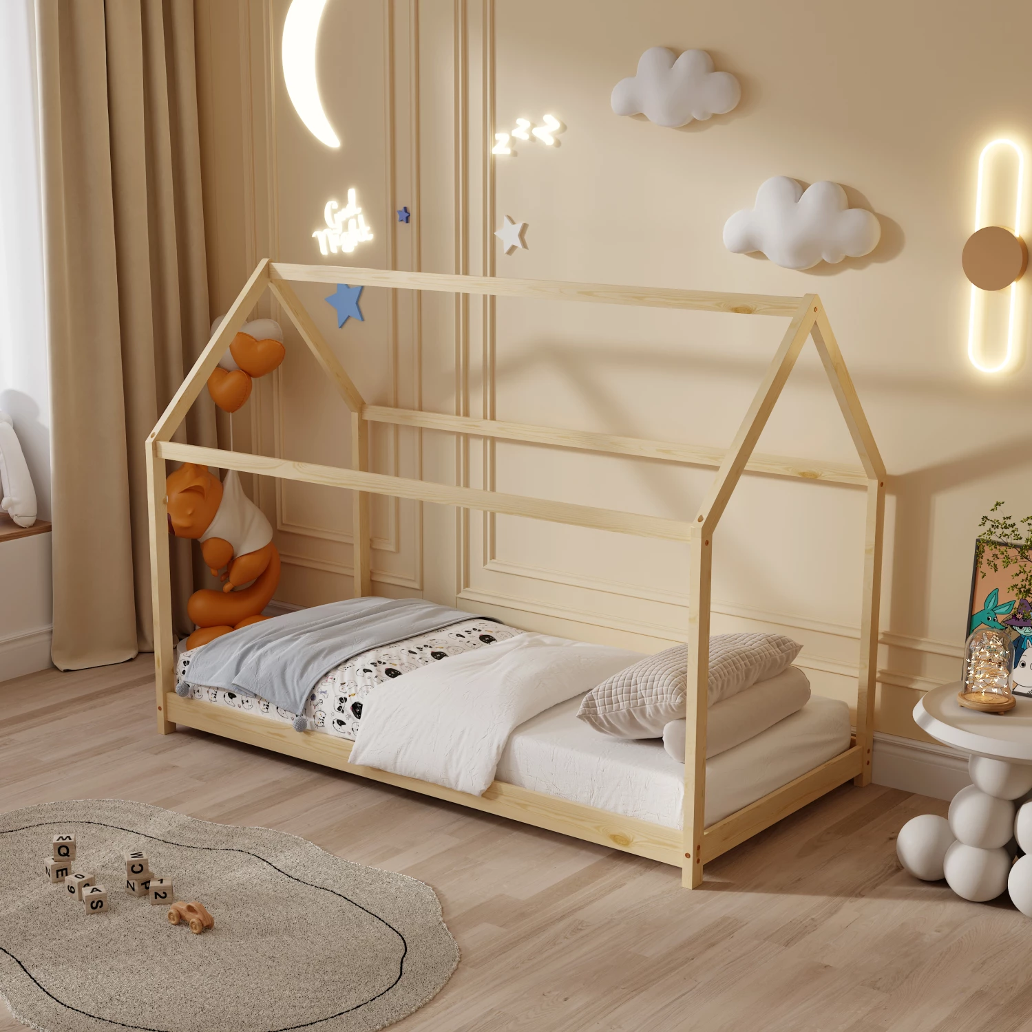 Krevat për fëmijë PEPE FH678.01 t.MONTESSORI DRU PISHË NATYRAL- 140x70cm