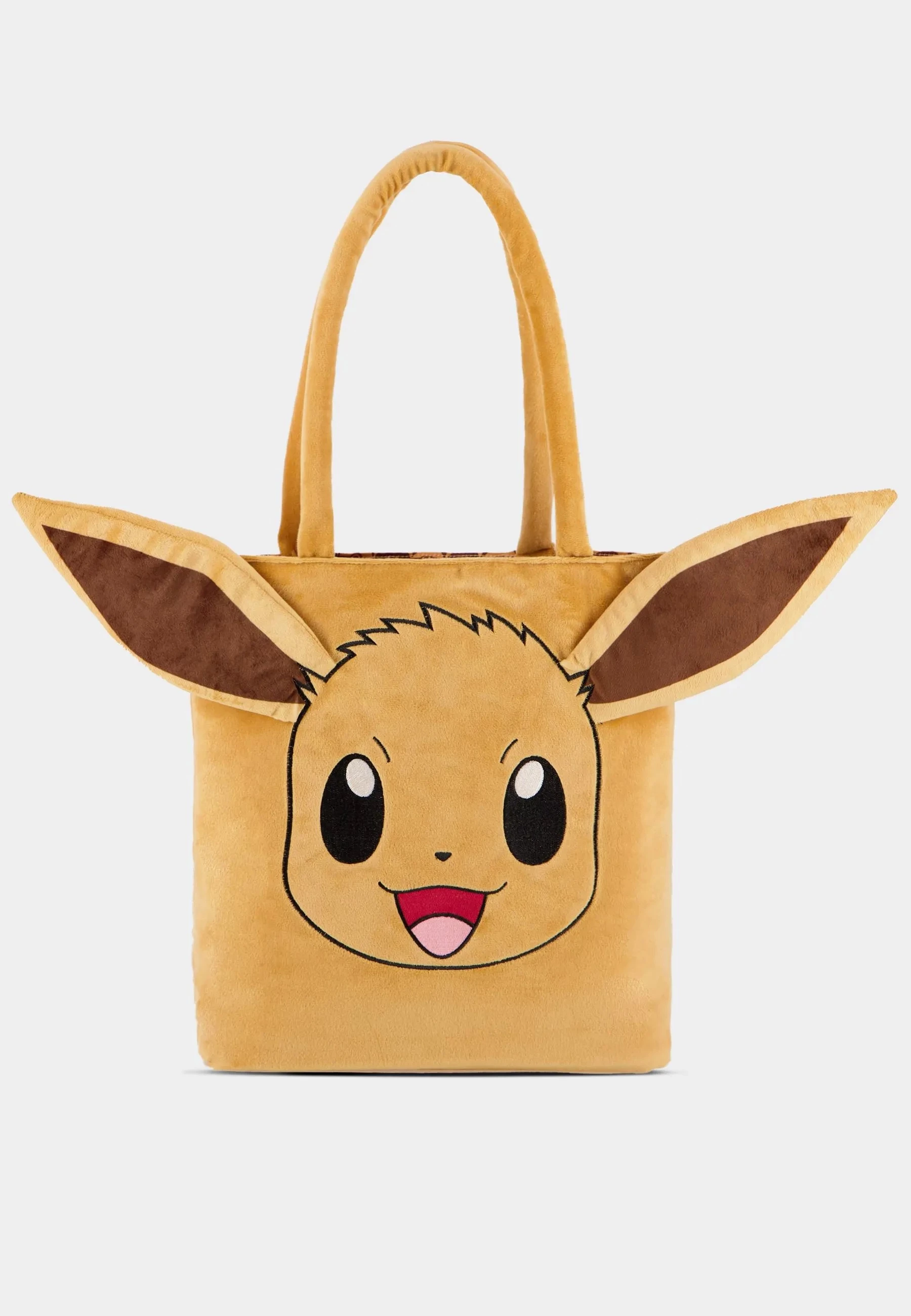 Çantë tote Difuzed Pokémon Eevee, embroidery premium, veshë 3D plush, ndarje të brendshme, bezh