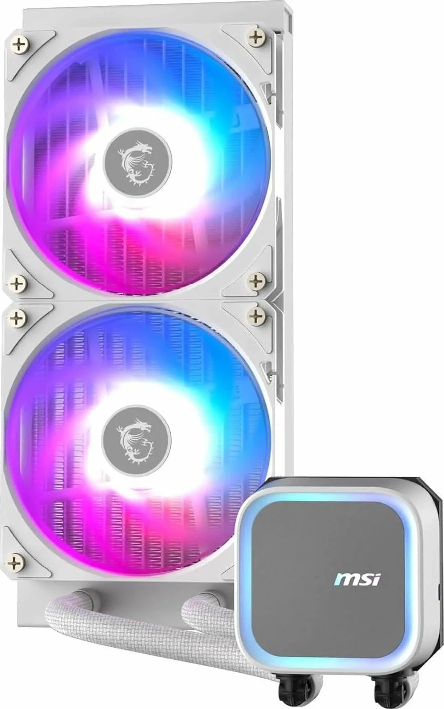 Ftohës me ujë (AIO) MSI MAG CoreLiquid A13 240mm ARGB 306-7ZWCA21-L80, e bardhë, set me 2 ventilatorë 120mm