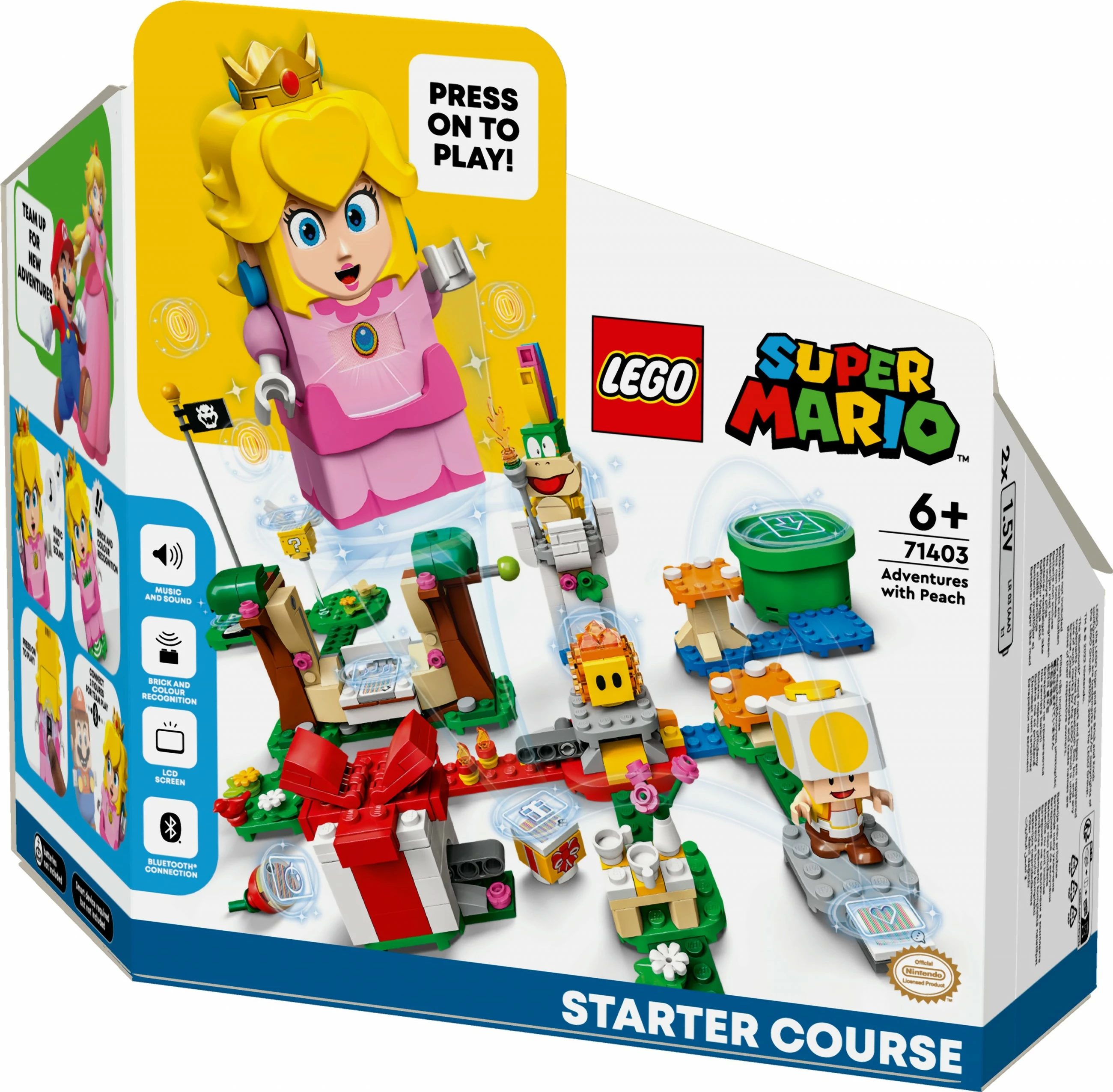Set ndërtimi LEGO Super Mario 71403, Aventurat me Peach, figurë interaktive, shumëngjyrëshe