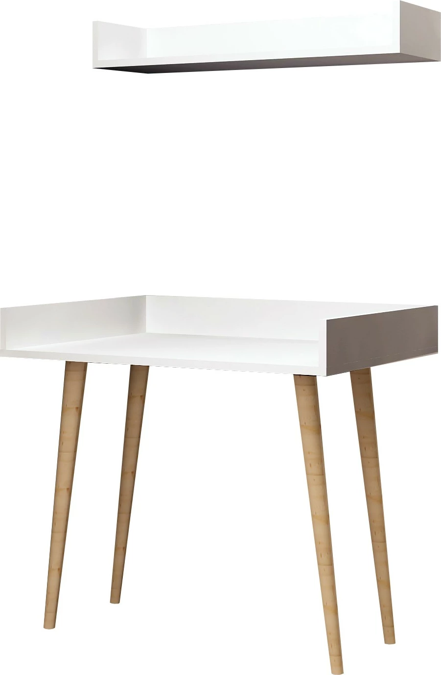 Tavolinë pune moderne me raft muri, e bardhë, Skye Decor, Ballony