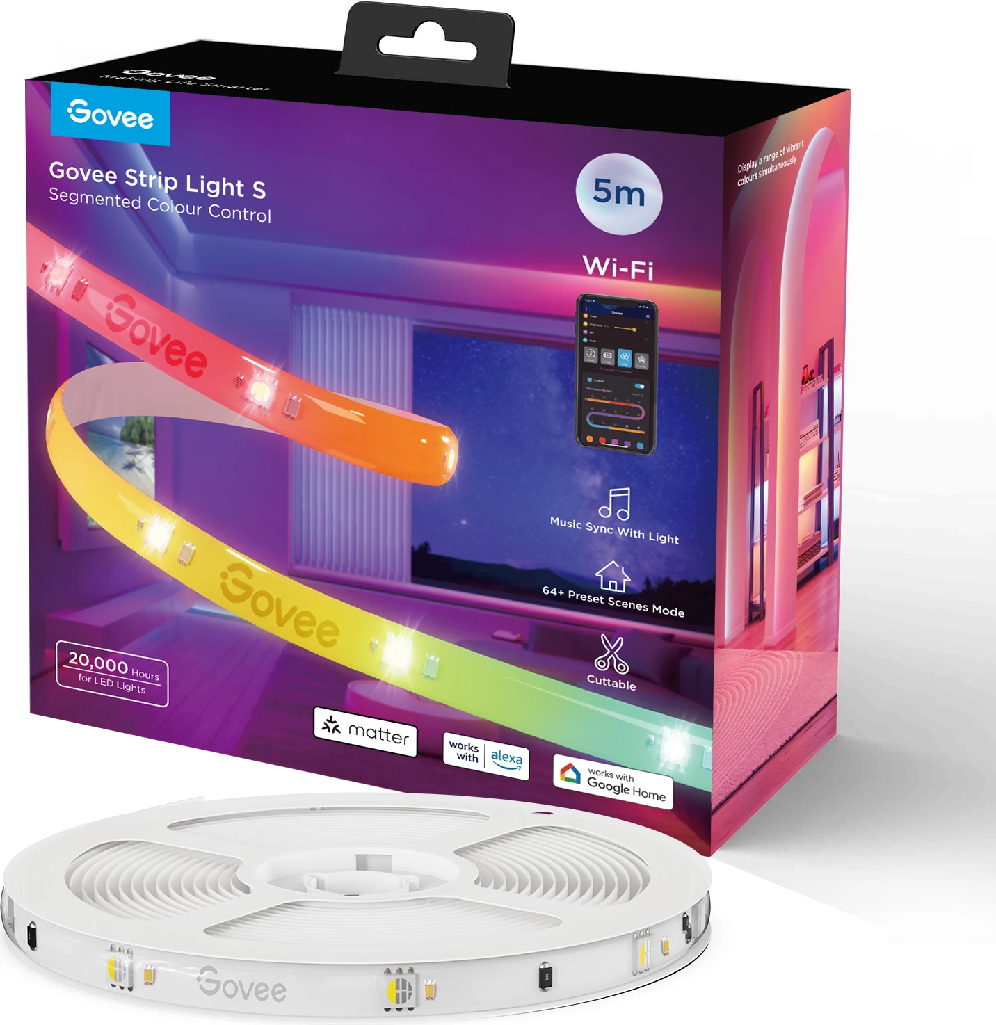Shirit LED RGBIC Govee Strip Light S 5m, Wi‑Fi
