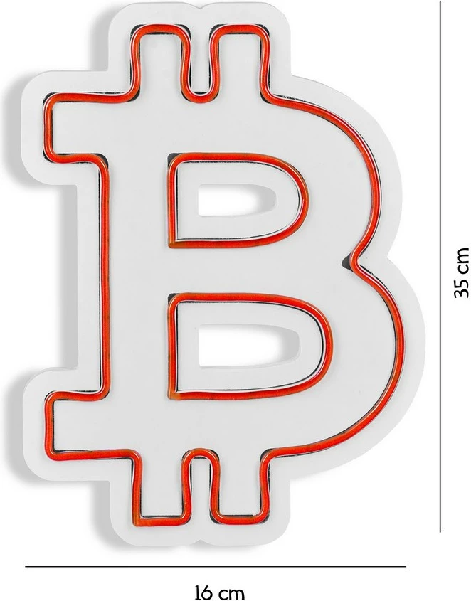 Dritë murale dekorative plastike LED, simboli i Bitcoin, e kuqe