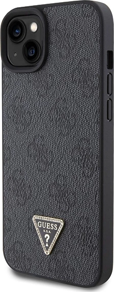 Mbështjellës Guess Crossbody 4G Metal Logo për iPhone 15/15 Plus, i zi, me rrip