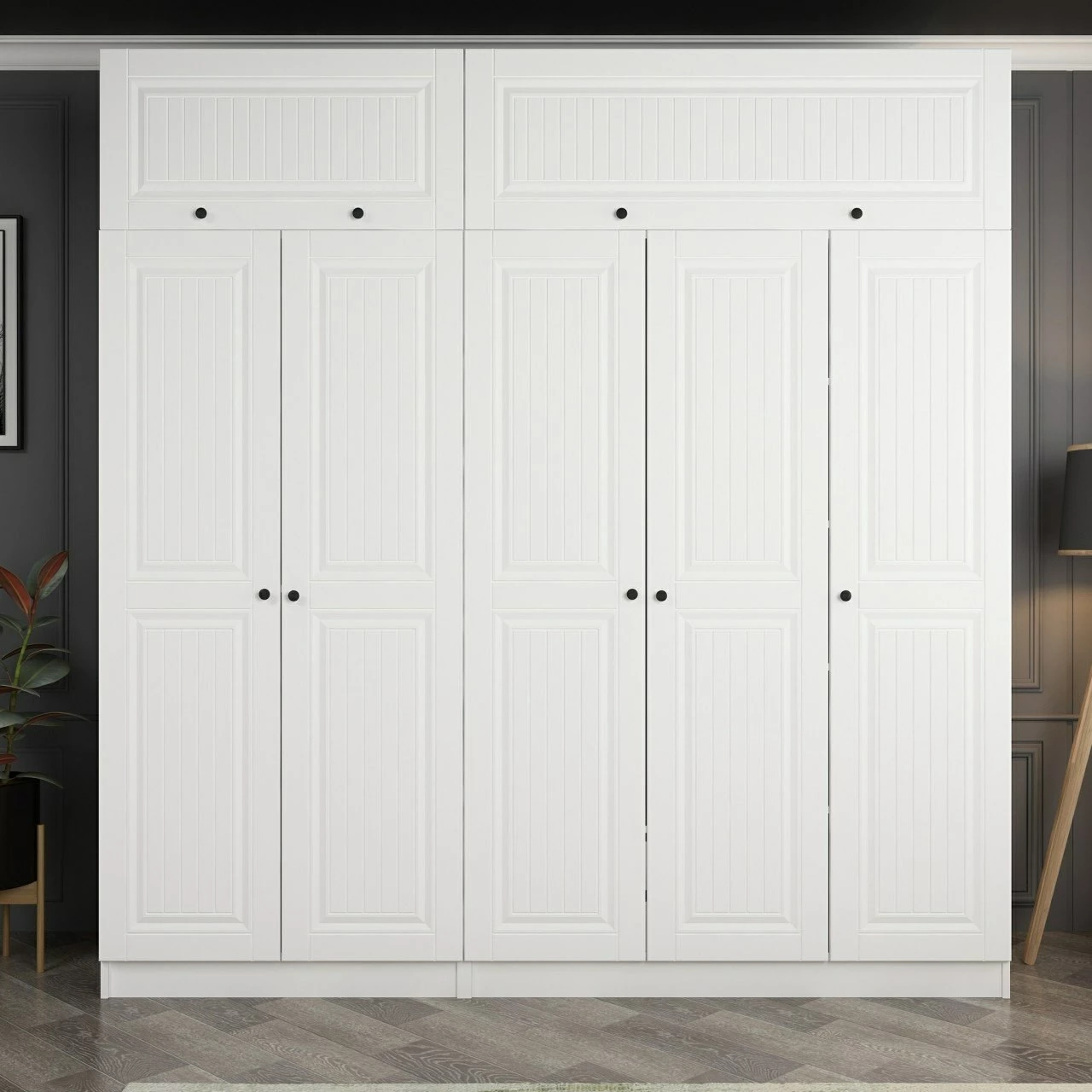 Dollap Skye Decor, ngjyrë e bardhë, 225x235x52cm, 9 pjesë