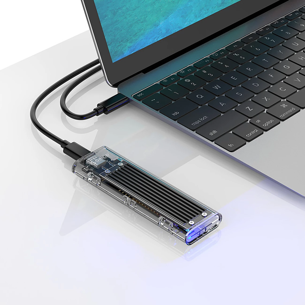 Kasë Orico TCM2-C3 për M.2 NVMe në USB-C 10Gb/s, Transparent/Zeze