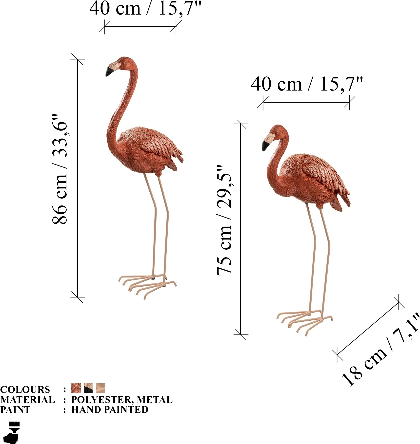 Set dekorativ për kopsht, 2 copë, flamingo, Evila Originals