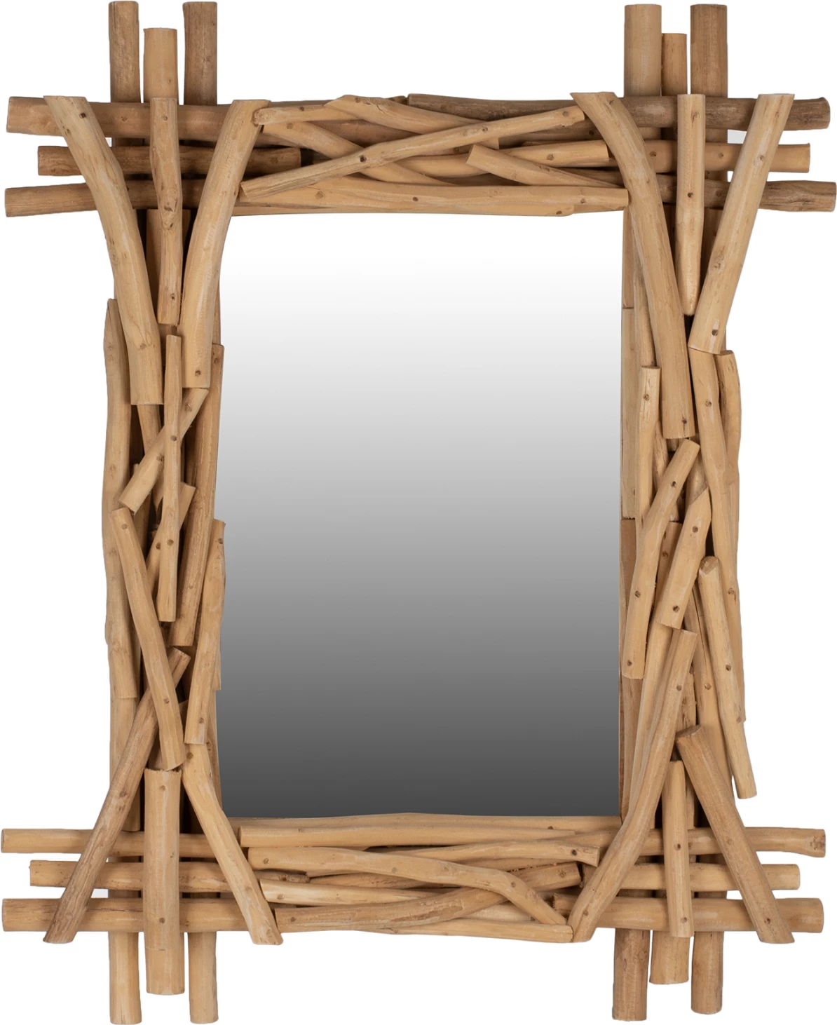 Pasqyrë dekorative, degë teak natyrale, FH1, 100x80 cm