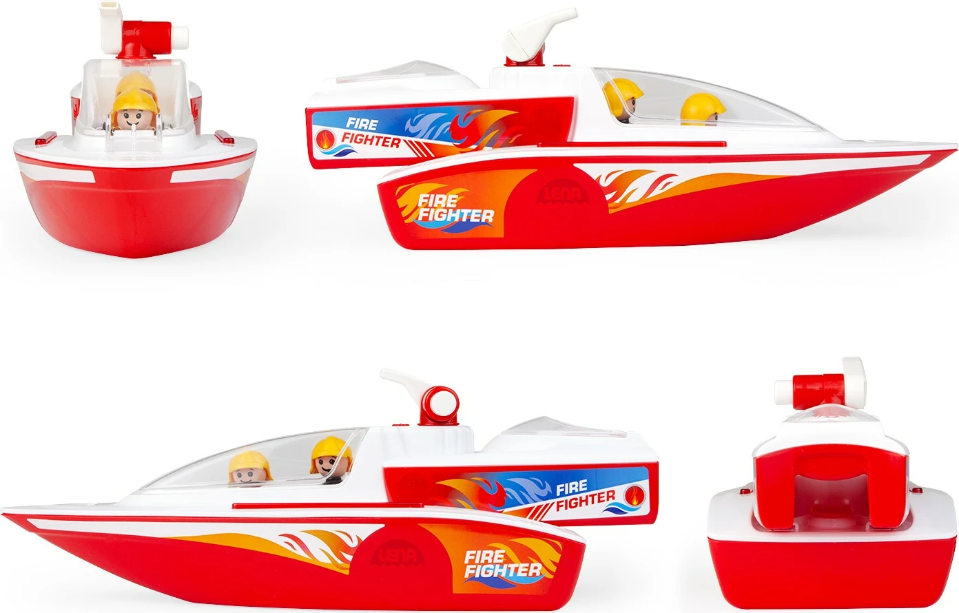 Set lodrash varkë zjarrfikëse Lena Boazz me katamaran, 2 figurina, kuqe/bardhë
