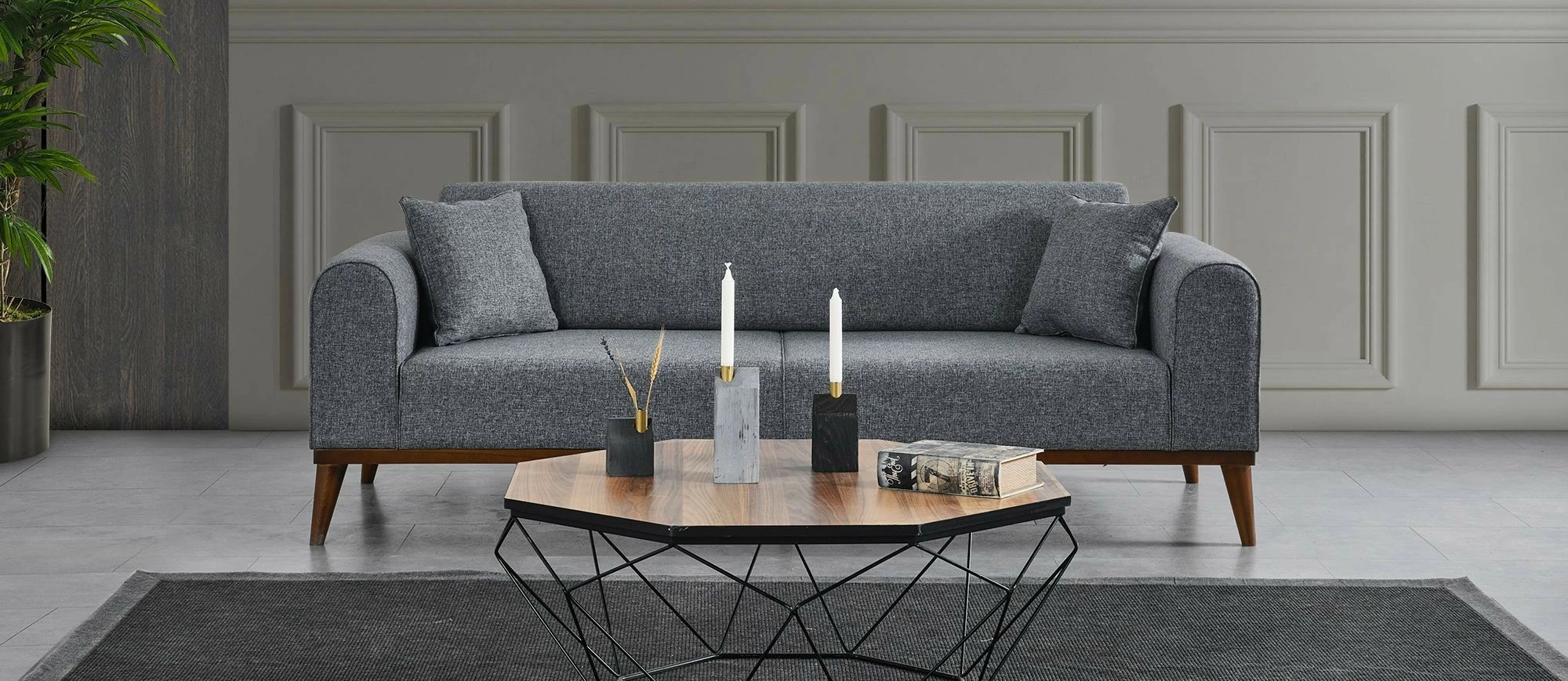 Divan-krevat treshe, ngjyrë gri e çelët, Cofi 3 Seater