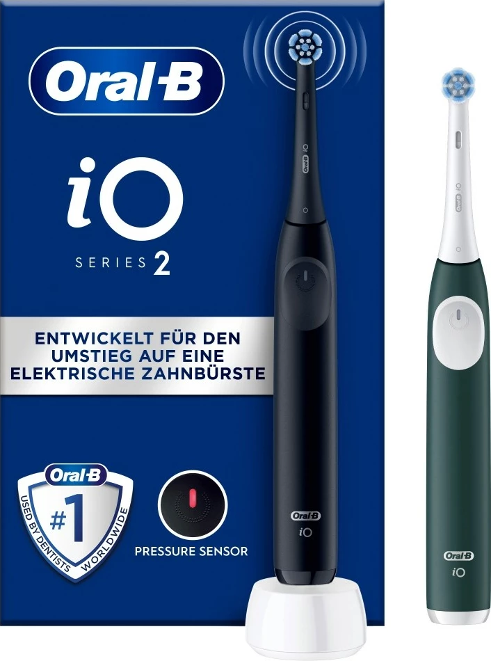 Furçë dhëmbësh elektrike Oral-B iO Series 2, 2 doreza, 2 koka, Night Black/Forest Green