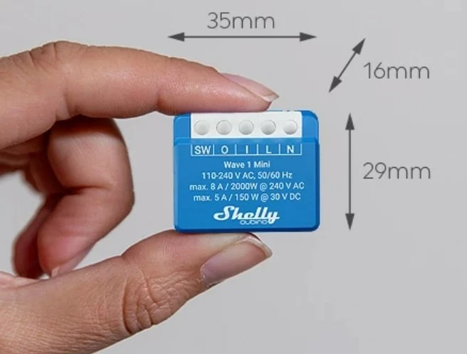 Smart switch Shelly Qubino Wave 1 Mini LR, Z-Wave, Blu