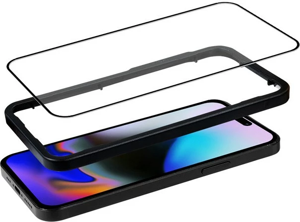 Xham mbrojtës CRONG 3D Armour Glass për iPhone 16 Pro Max, antibakterial, me kornizë instalimi, Transparent/zi