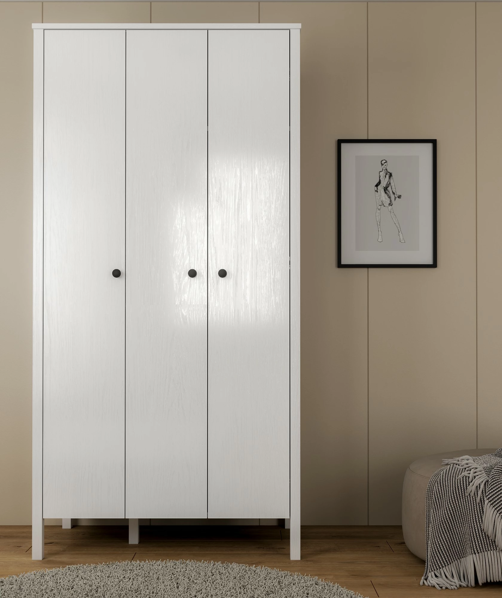 Dollap Hanah Home, FRN-20067, ngjyrë druri dhe e bardhë