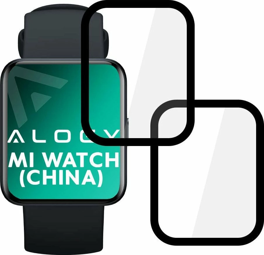 Mbrojtës ekrani Alogy Full Glue 3D Glass fleksibël për Xiaomi Mi Watch (China) 2 copë, kornizë e zezë