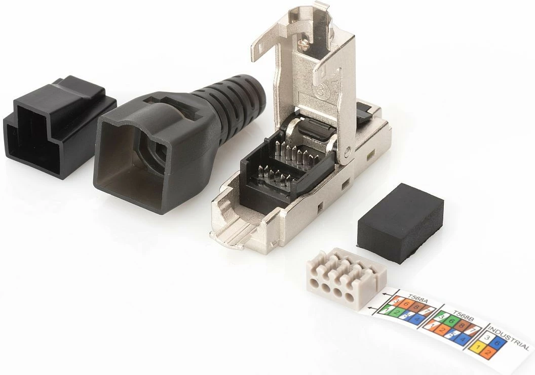 Plug modular RJ45 Digitus DN-93631, Category 6A, STP, 10GbE, PoE+, metal, pa vegla, me kapak