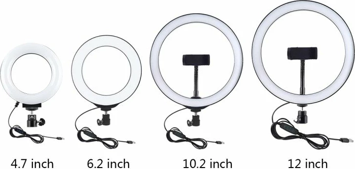 Llambë unazë LED Puluz PU391 me bazë të rregullueshme, 6.5W, tripod i vogël, e bardhë